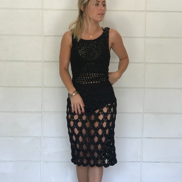 Vintage Dresses & Skirts - Vintage Midi Crochet Dress